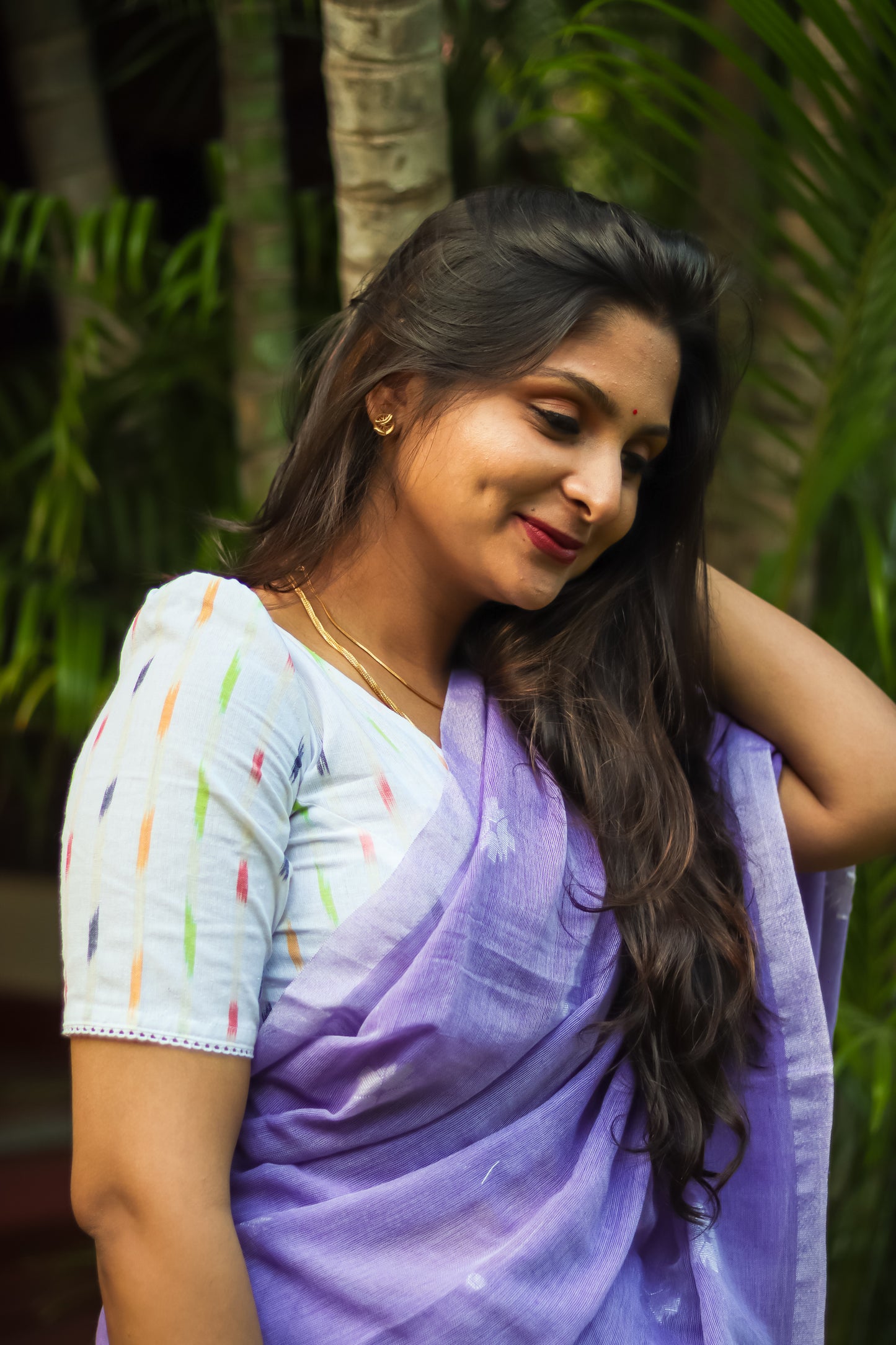 Lavender pure cotton handloom saree