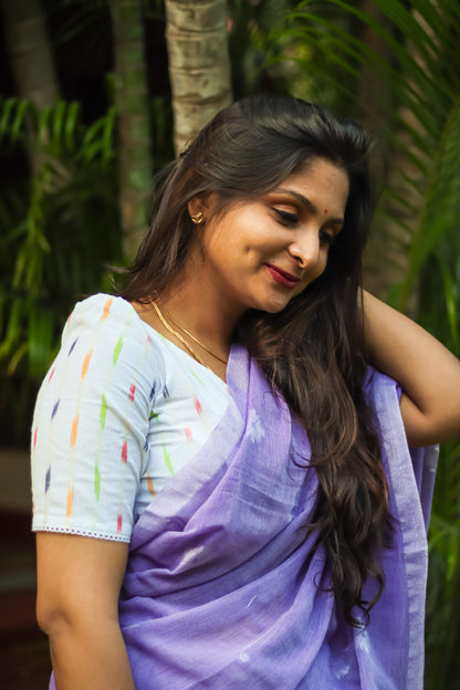 Lavender pure cotton handloom saree