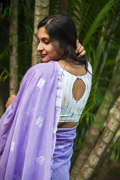 Lavender pure cotton handloom saree