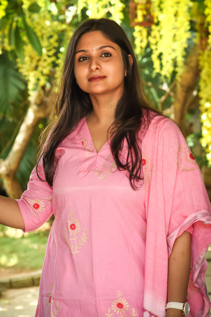 Fairy pink linen Jaipur cotton women kurta sets