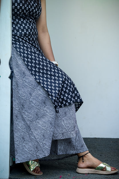 Black and grey bottom pure cotton kurta set (sleeves attached)