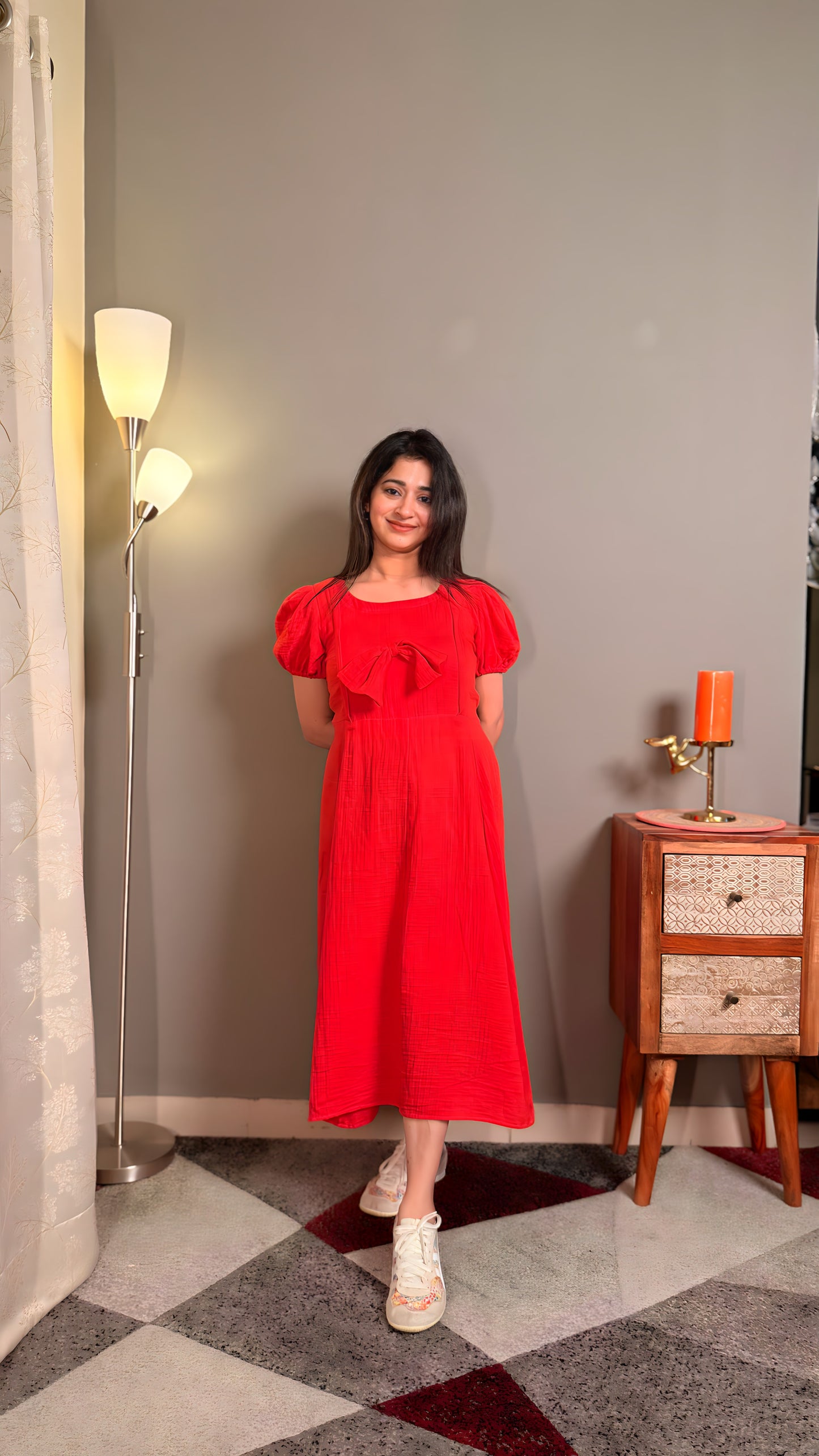 Scarlet Red pure cotton muslin maternity maxi