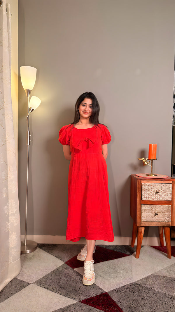 Scarlet Red pure cotton muslin maternity maxi