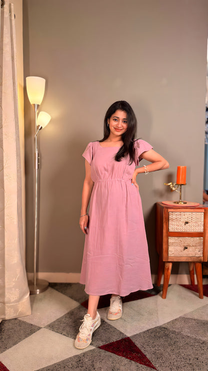 Mauve pure muslin cotton women maxi