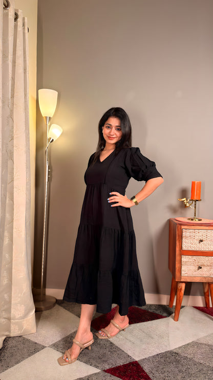 Black muslin cotton women maxi