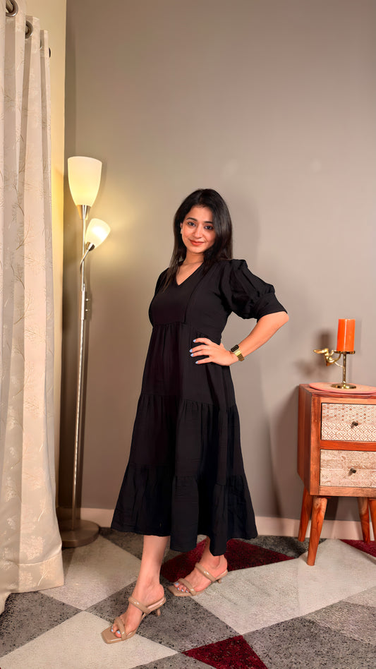 Black muslin cotton women maxi