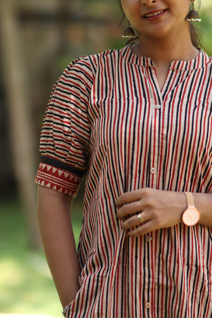 Striped & floral pure cotton women kurta set