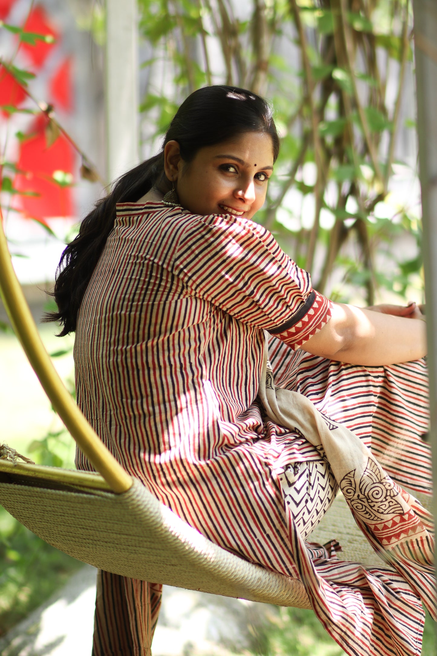 Striped & floral pure cotton women kurta set