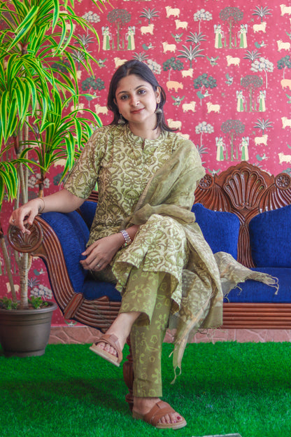 Olive Jaipur cotton workwear kurta sets