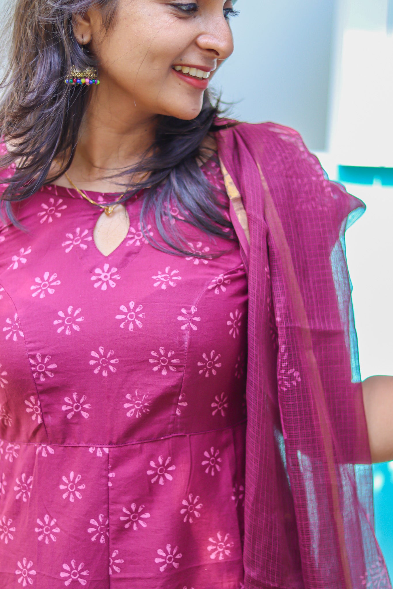 maroon hand lock print pure Jaipur cotton kurta sets