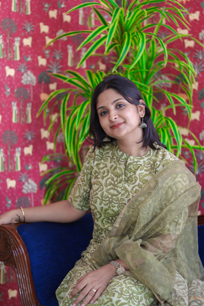 Olive Jaipur cotton workwear kurta sets