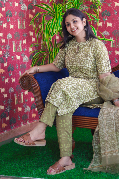 Olive Jaipur cotton workwear kurta sets
