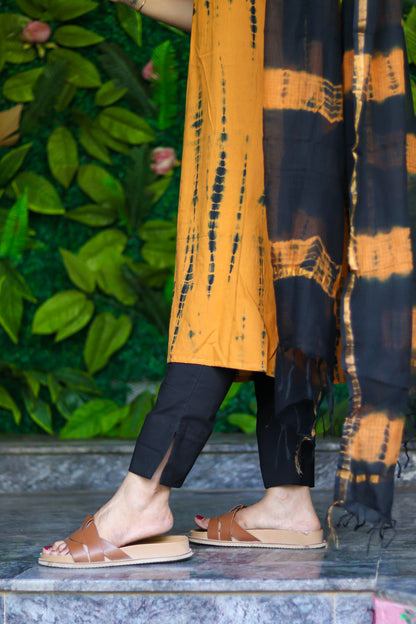 Black mustard tie&dye Jaipur cotton workwear kurta sets