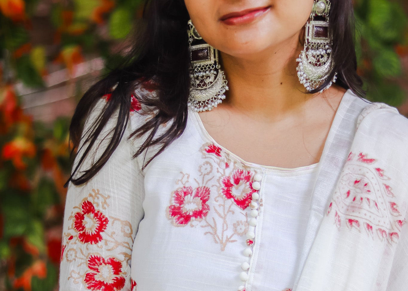 Off-white linen cotton workwear kurta sets with lining