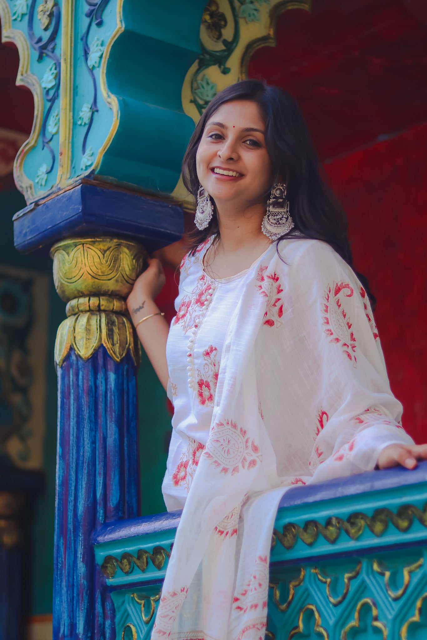 Off-white linen cotton workwear kurta sets with lining