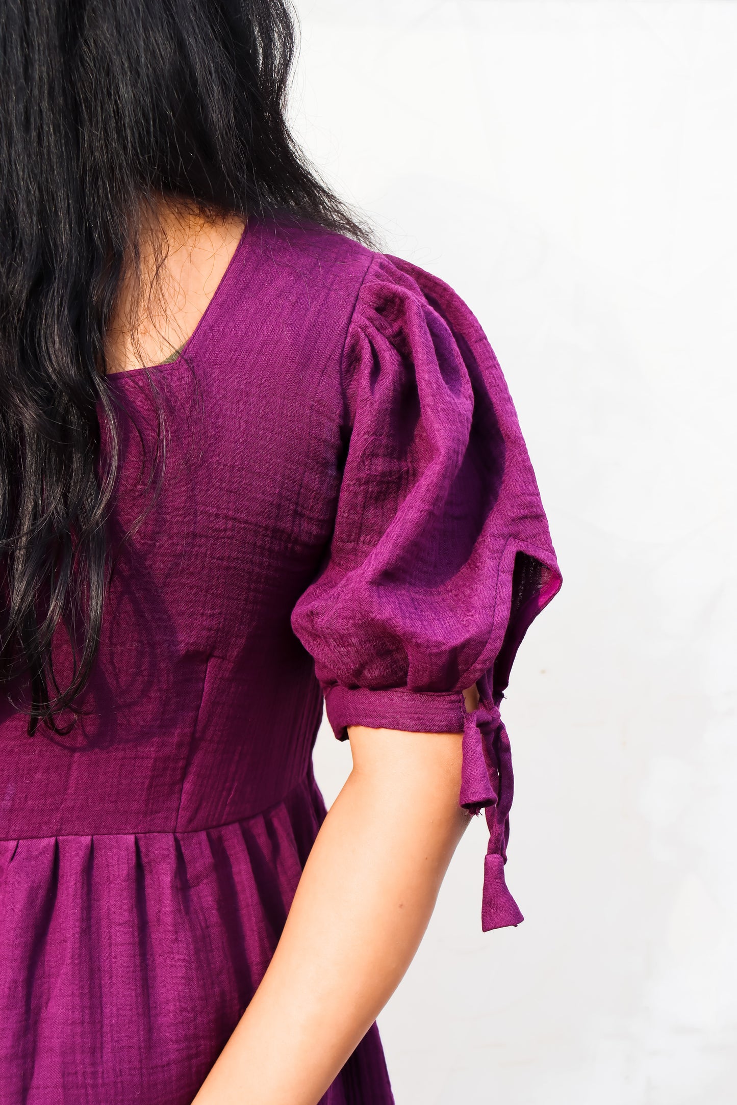 Purple solid women muslin maxi dress