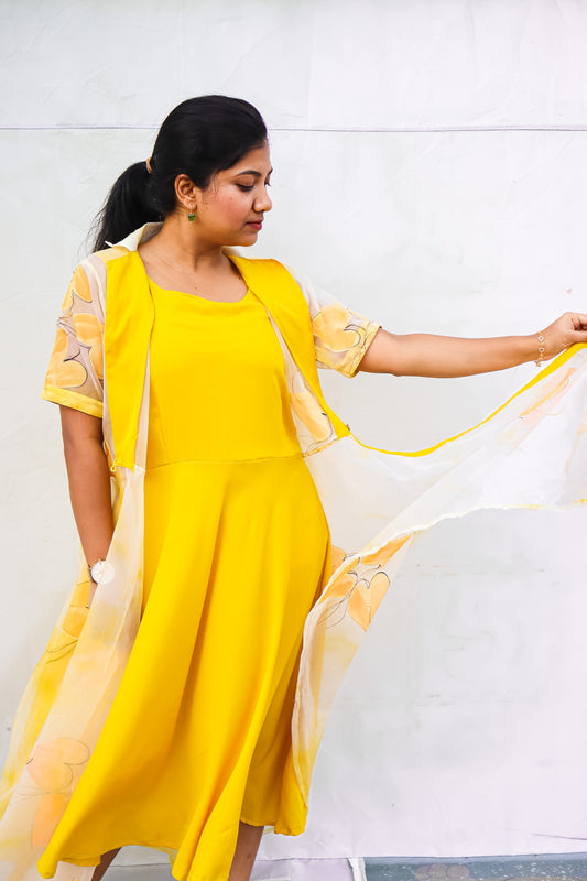 Mustard Organza Maxidress
