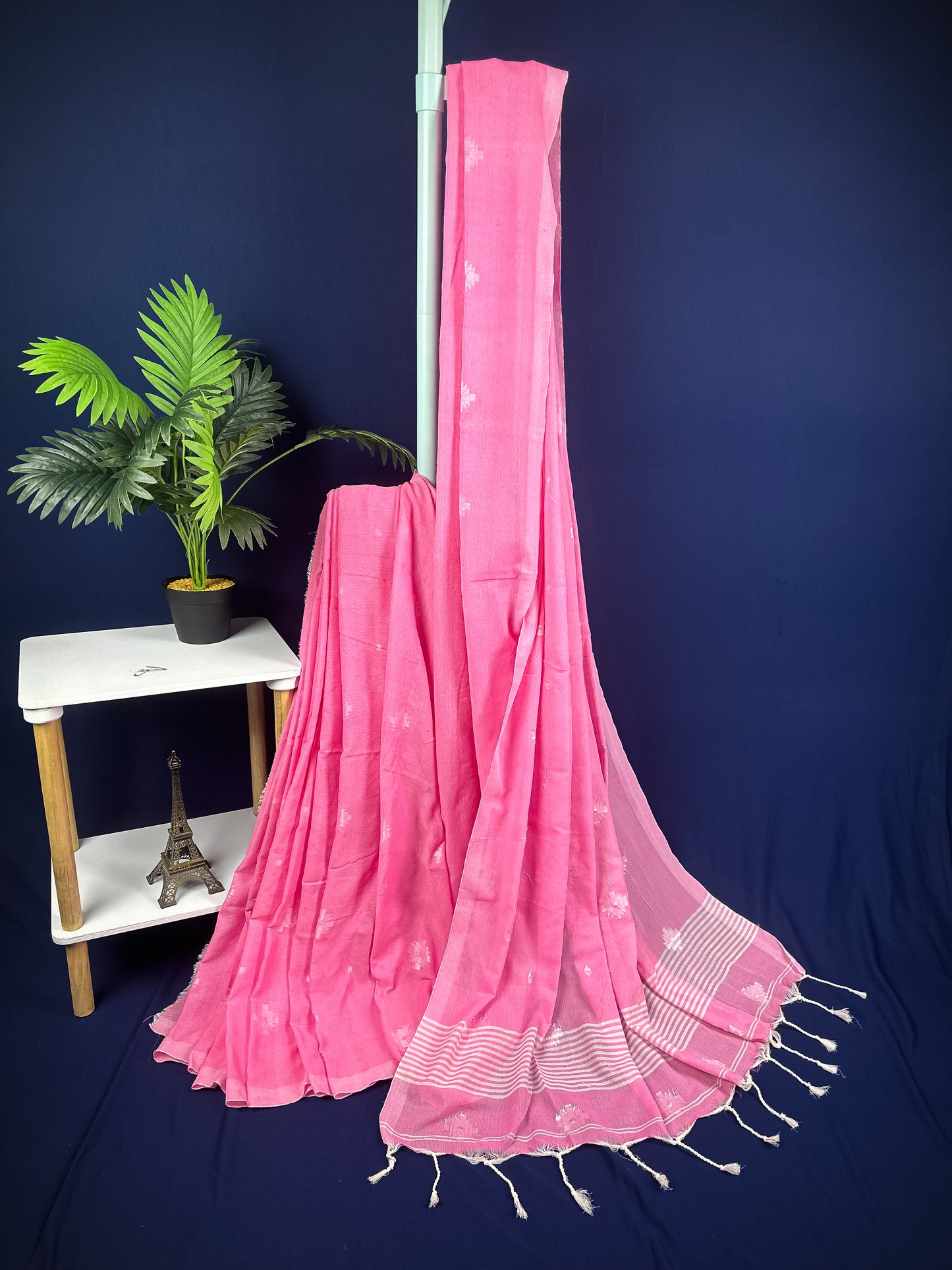 Baby pink handloom pure cotton saree