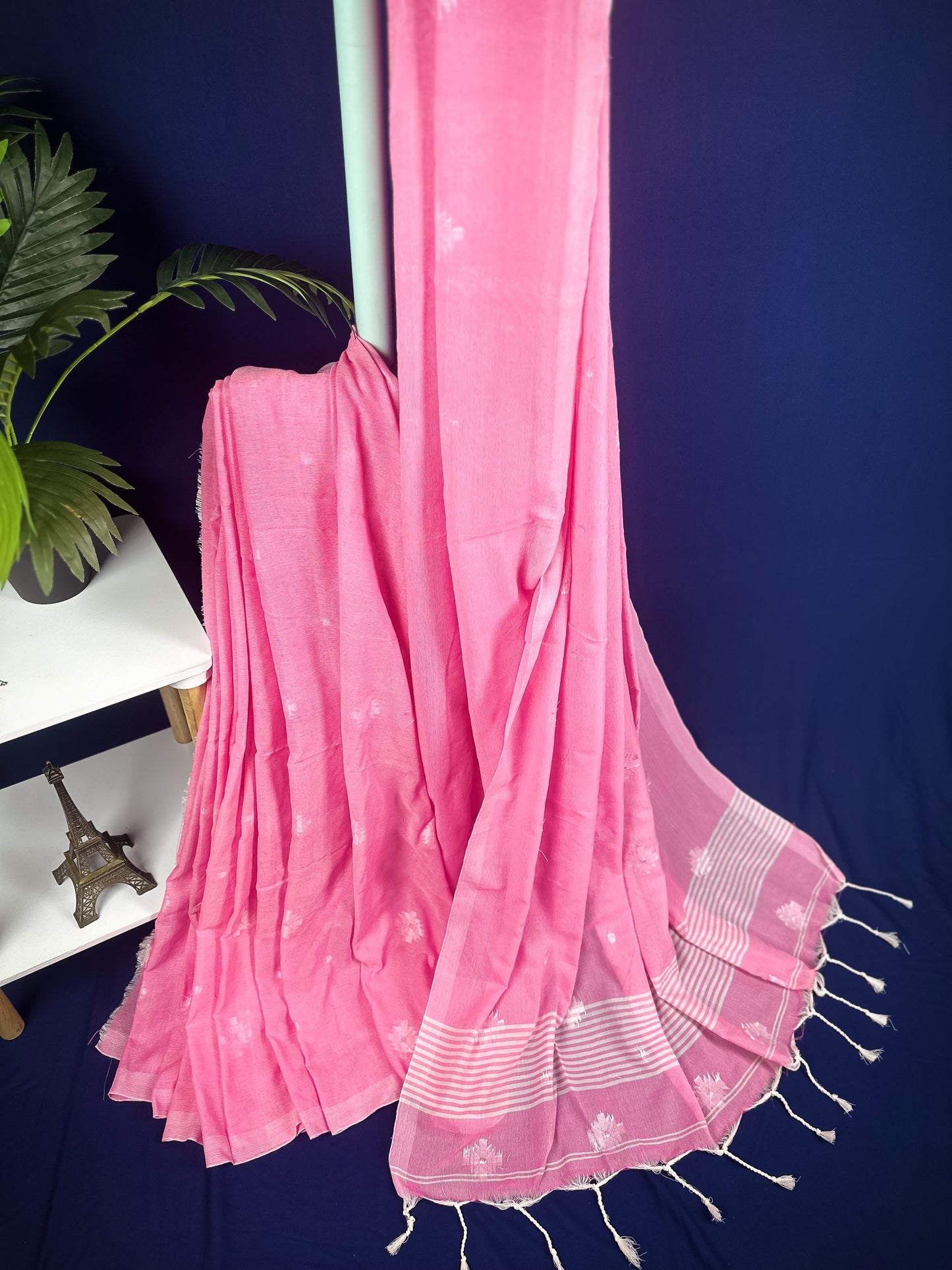 Baby pink handloom pure cotton saree