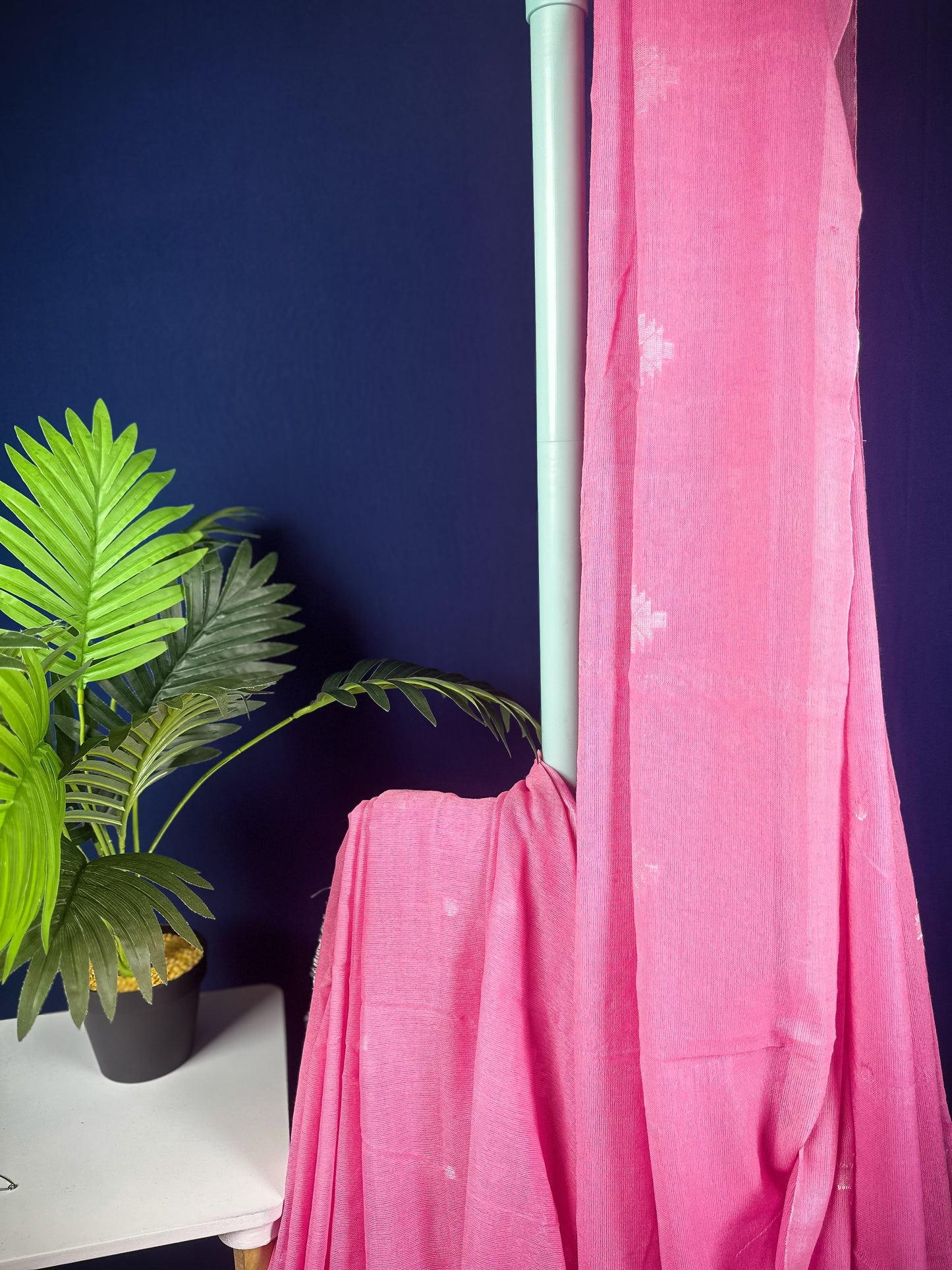 Baby pink handloom pure cotton saree