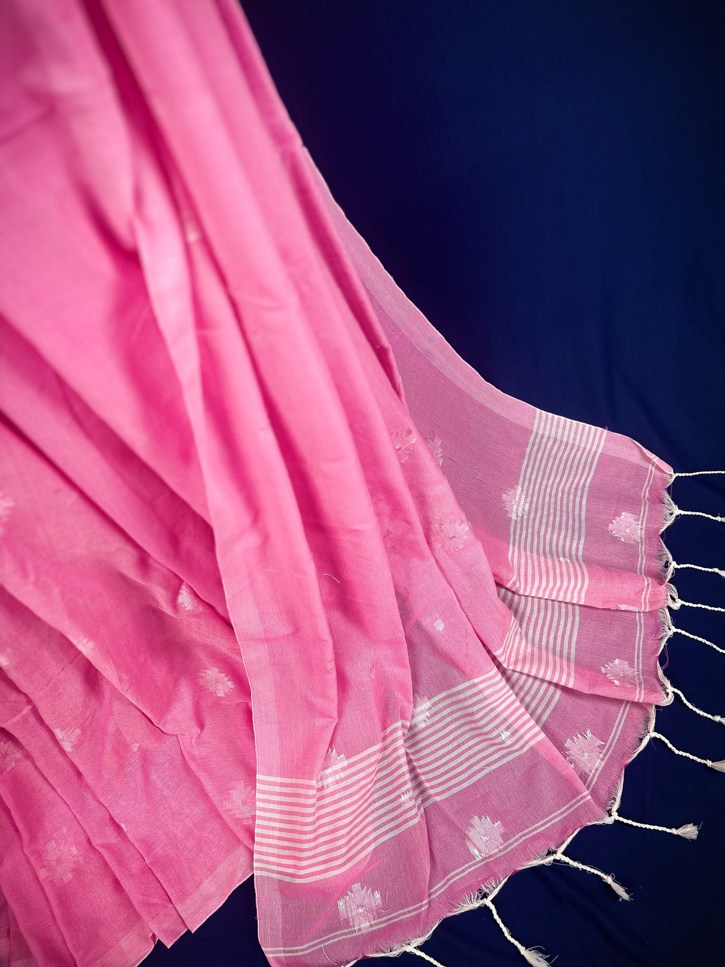 Baby pink handloom pure cotton saree
