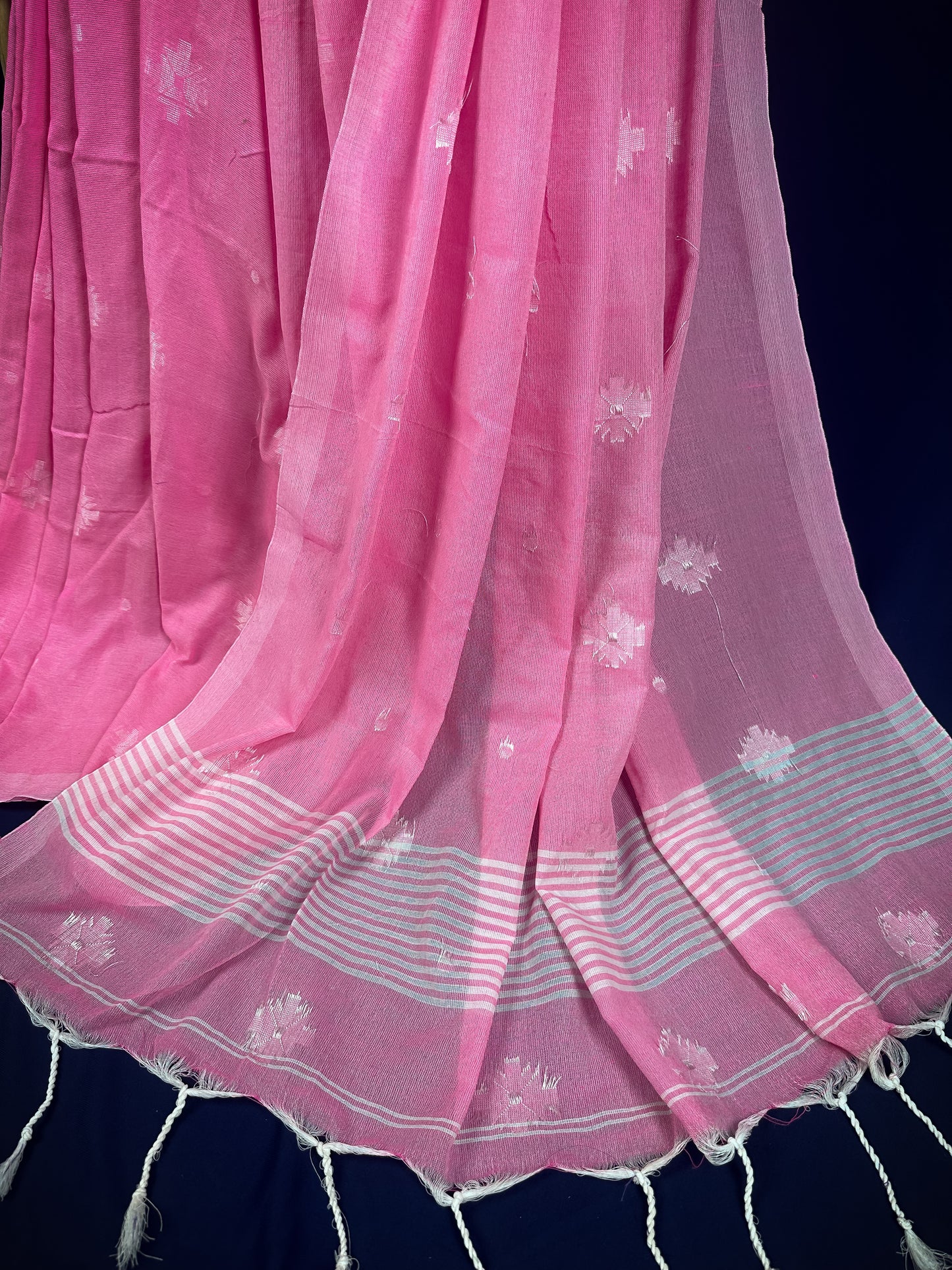 Baby pink handloom pure cotton saree