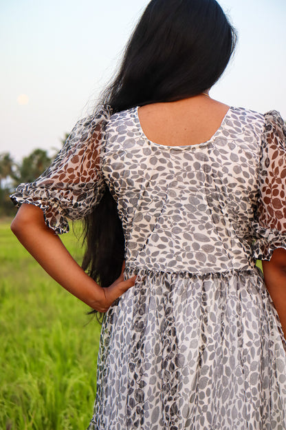 chiffon black net maxi