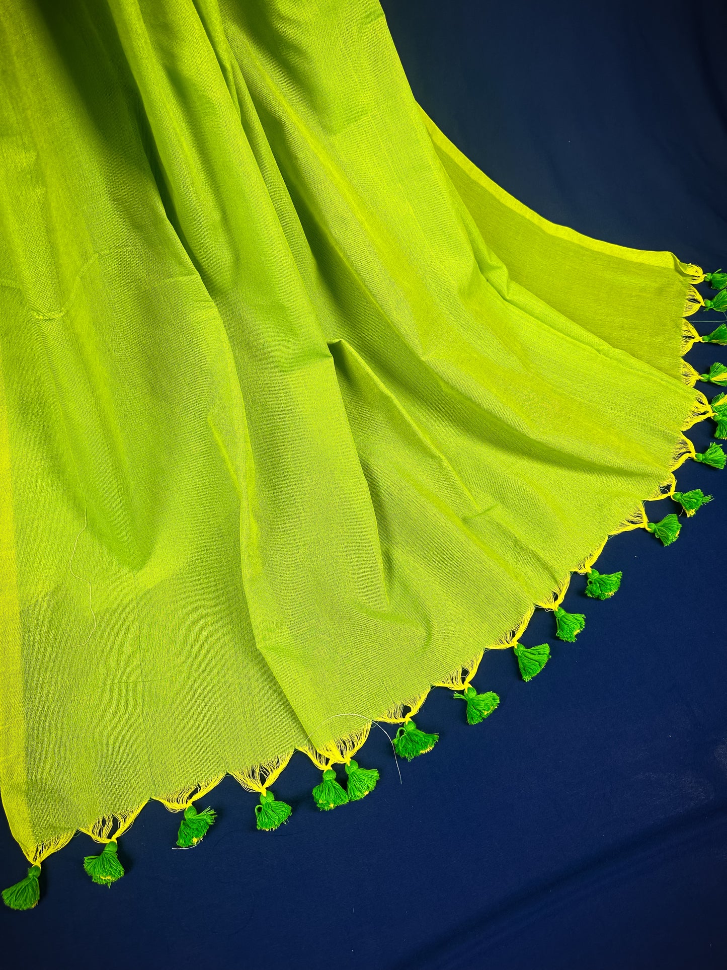Parrot green soft handloom khadi cotton saree