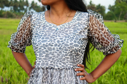 chiffon black net maxi