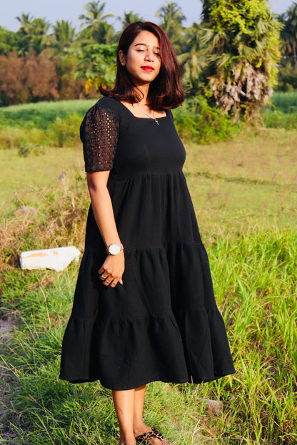 Black muslin cotton maxi