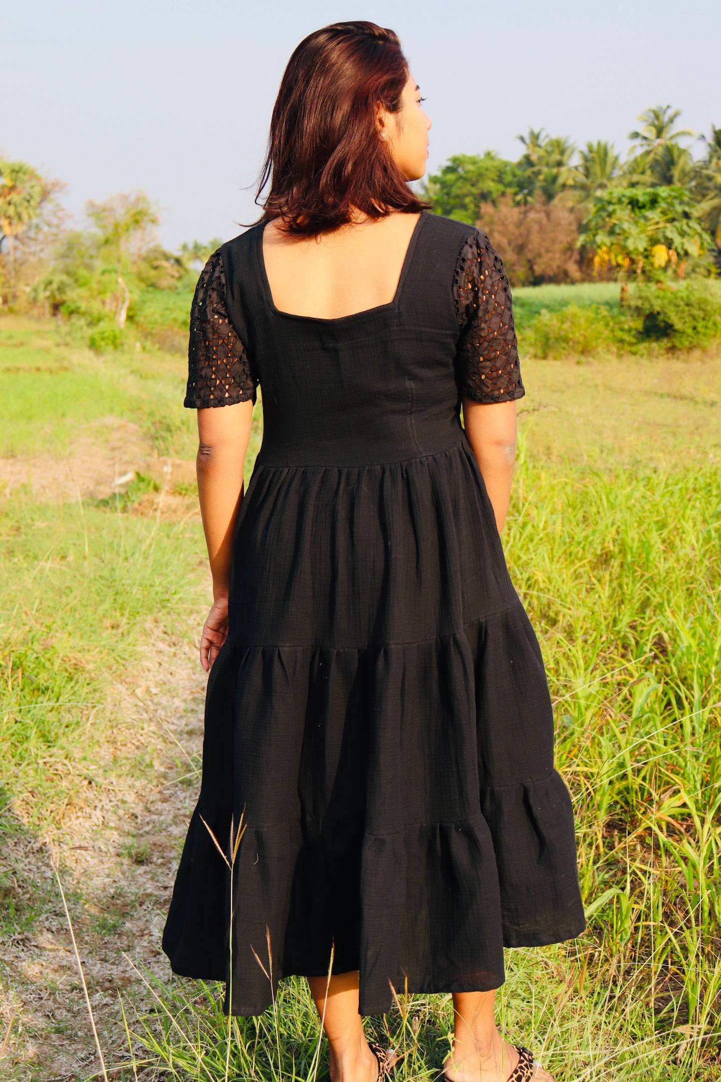 Black muslin cotton maxi