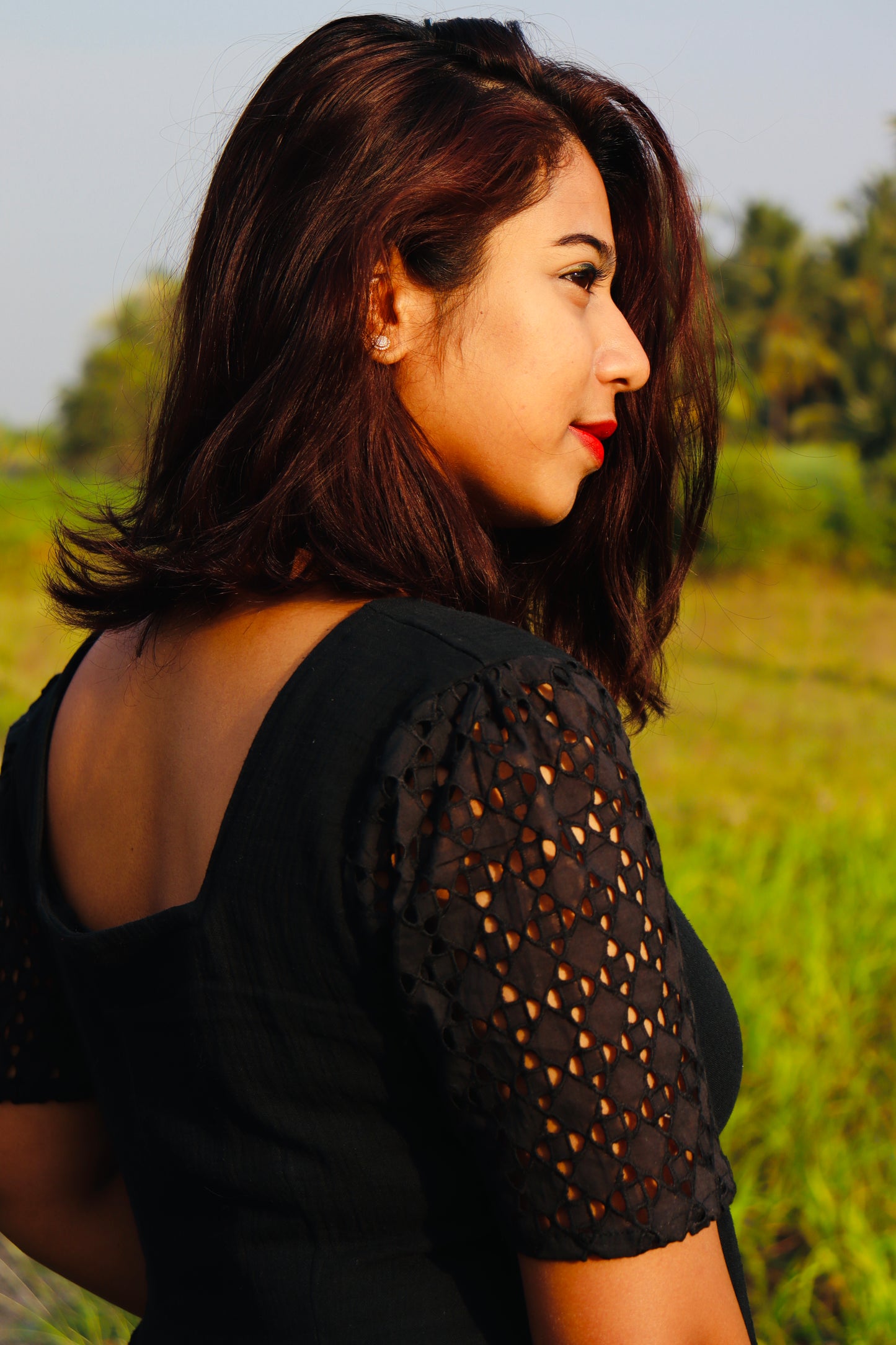 Black muslin cotton maxi