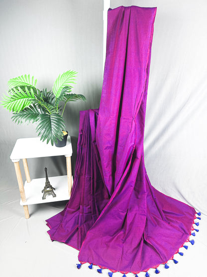 Fuchsia pure khadi cotton saree