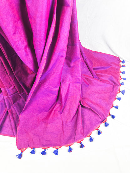 Fuchsia pure khadi cotton saree