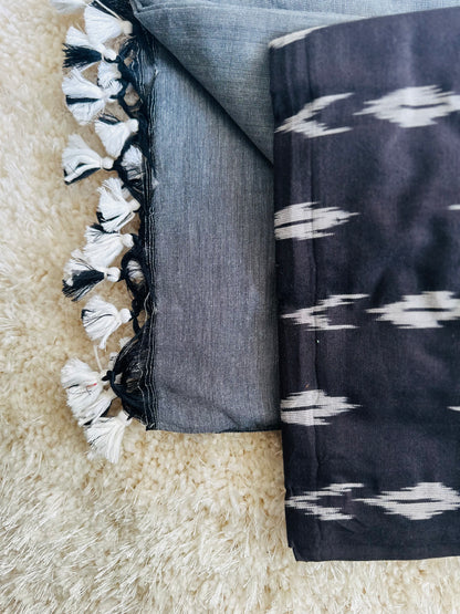 Grey handloom khadi cotton saree