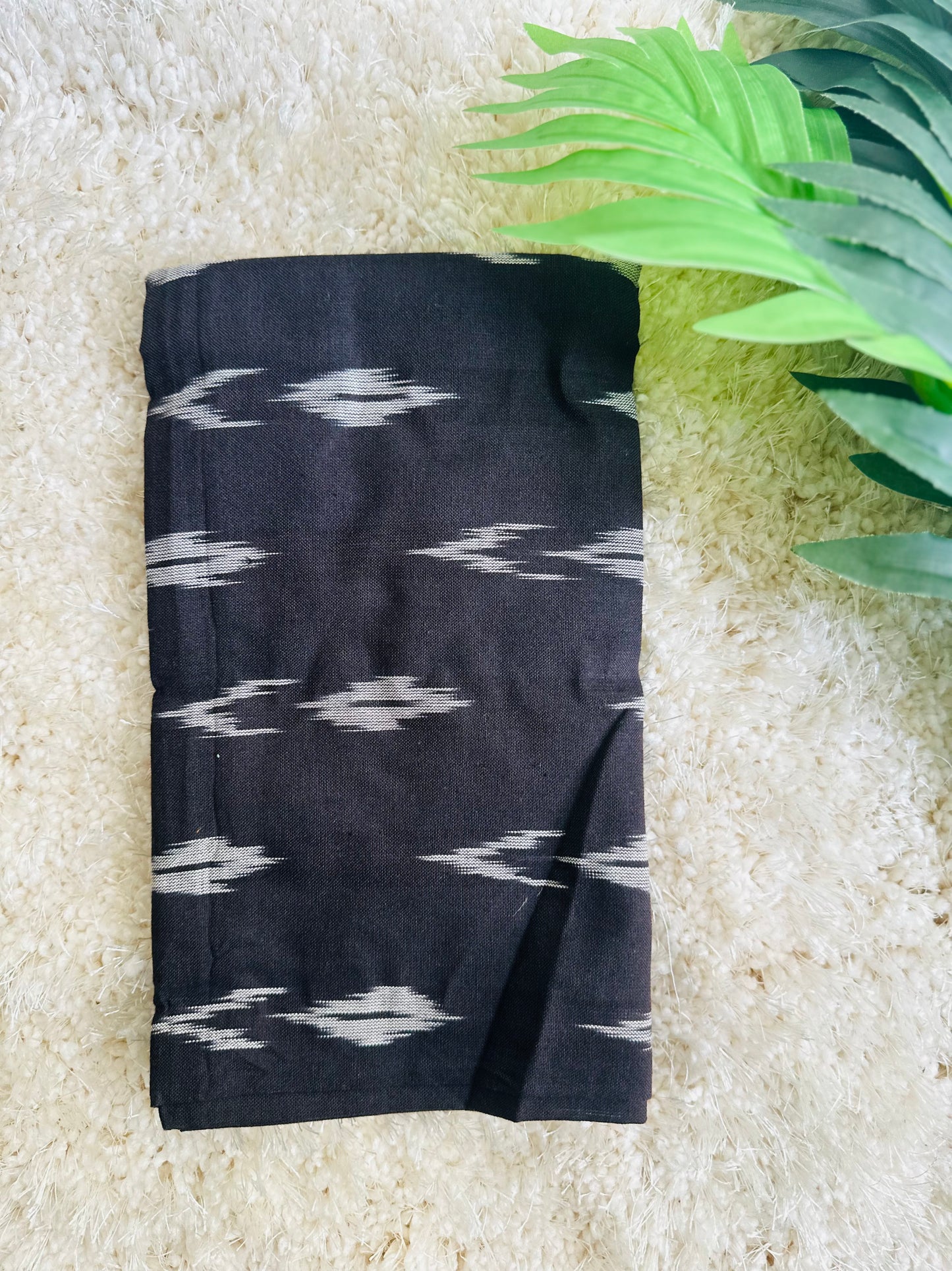 Ikat black unstitched blouse piece