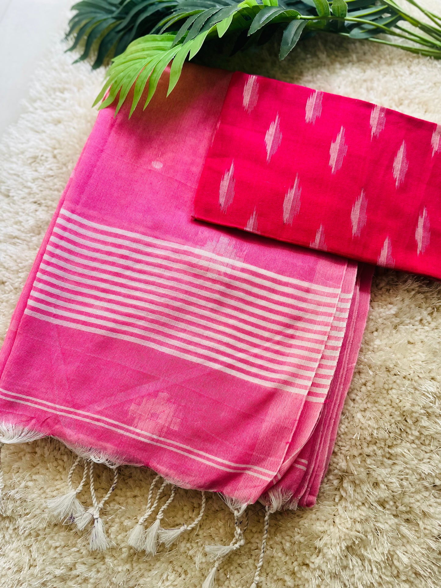 Baby pink handloom pure cotton saree