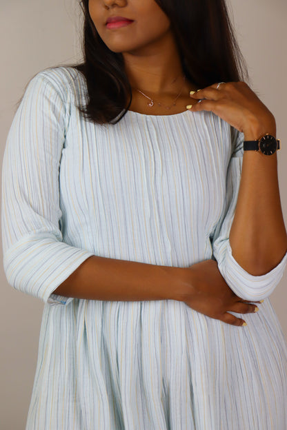 Blue striped muslin cotton maxi