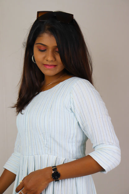 Blue striped muslin cotton maxi