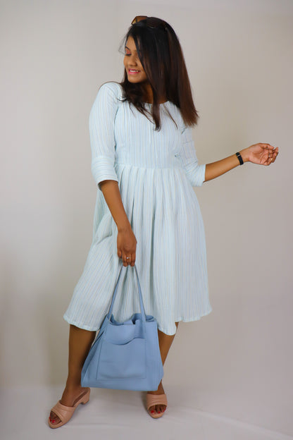 Blue striped muslin cotton maxi