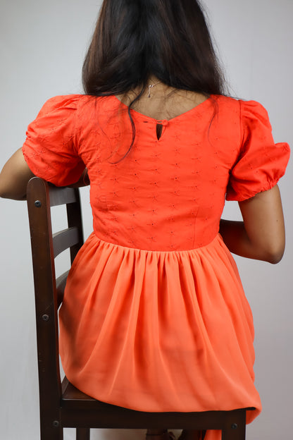 Georgette orange - cotton maxi