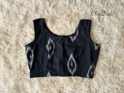 Black ikat trendy ready made blouse