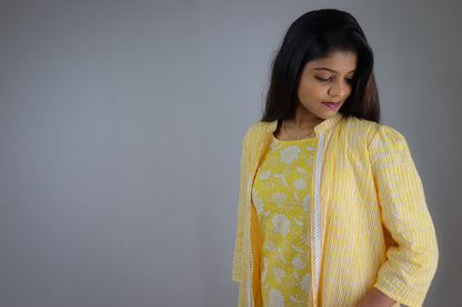Lemon Yellow Cotton Ethnic Maxies