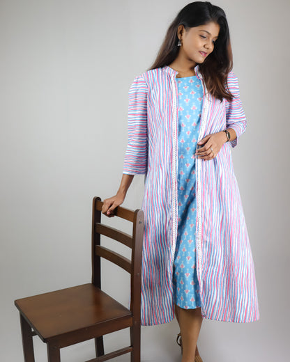 Blue Cotton Ethnic Maxi