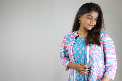 Blue Cotton Ethnic Maxi