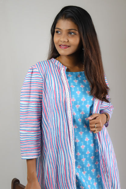 Blue Cotton Ethnic Maxi
