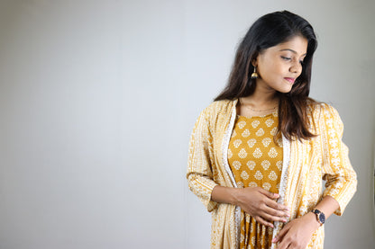 Dark Mustard  Cotton Ethnic Maxi