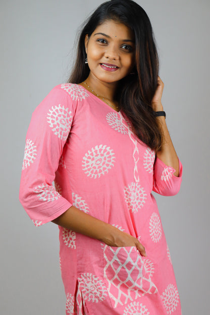 Blush Pink Cotton Kurta set