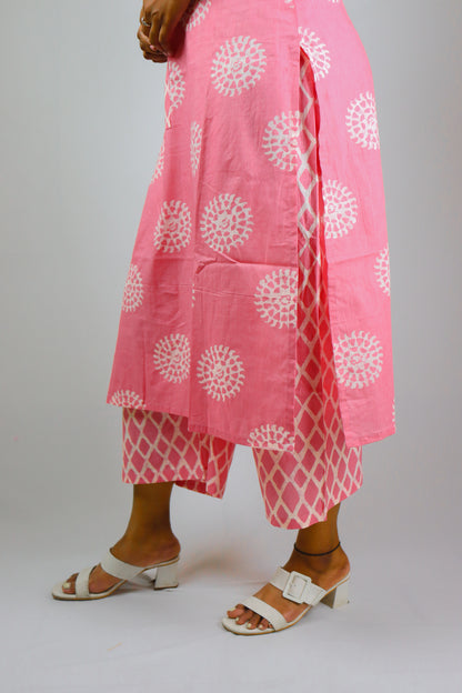 Blush Pink Cotton Kurta set