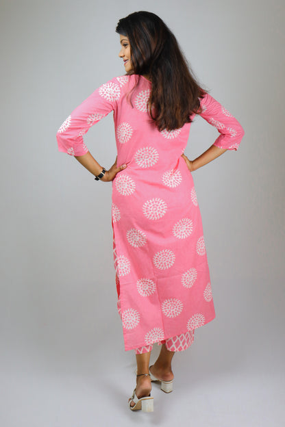 Blush Pink Cotton Kurta set